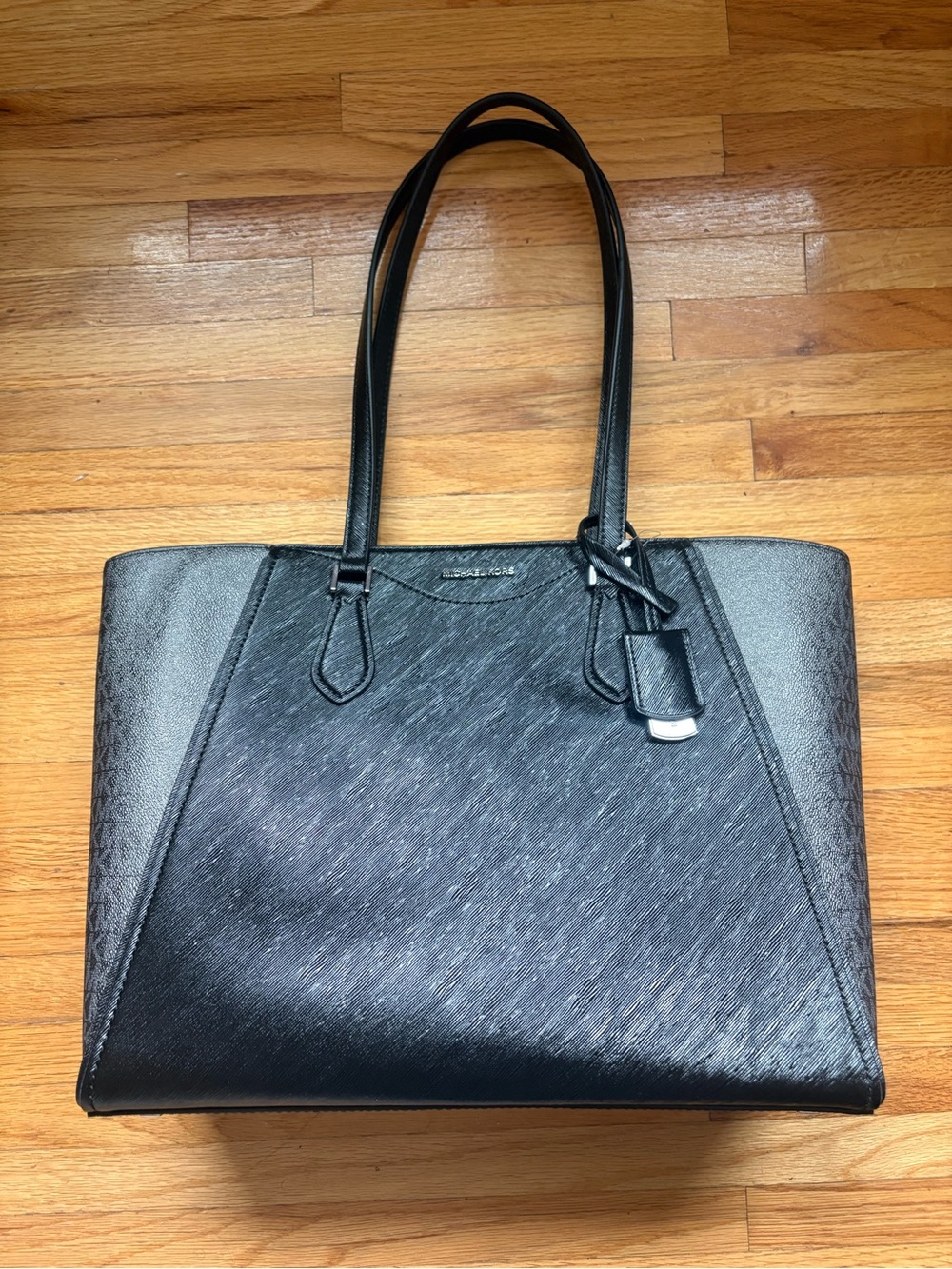 Michael Kors Black Saffiano Leather Tote with Top Handles